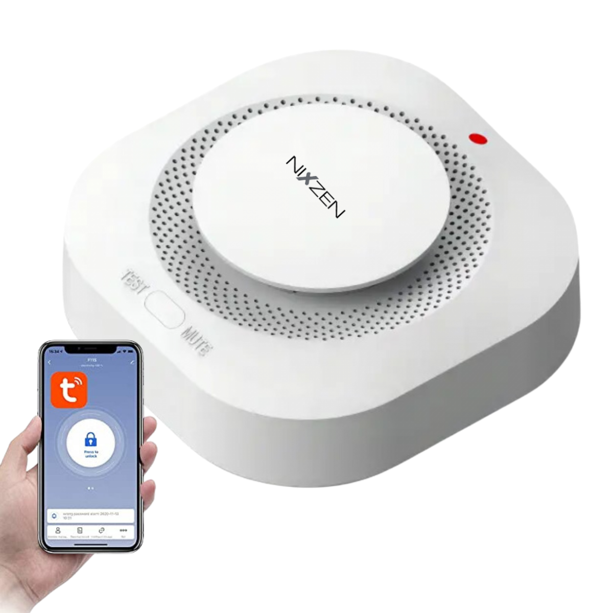 Sensor Detector De Humo Buzzer 80db Wifi Tuya Smart Supervison De